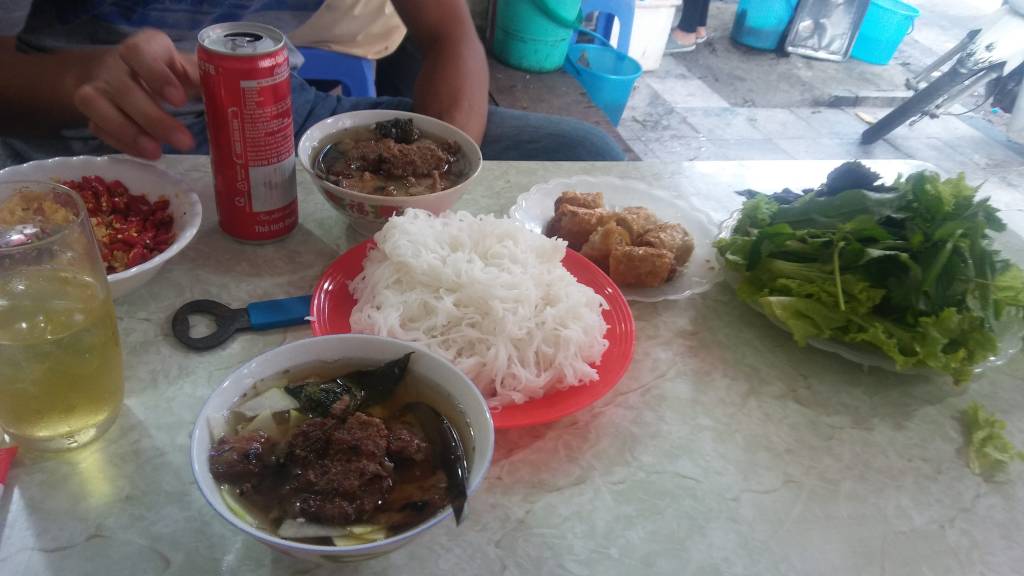 Sharing a meal with my new Vietnamese friend – enjoying delicious, typical Vietnamese cuisine